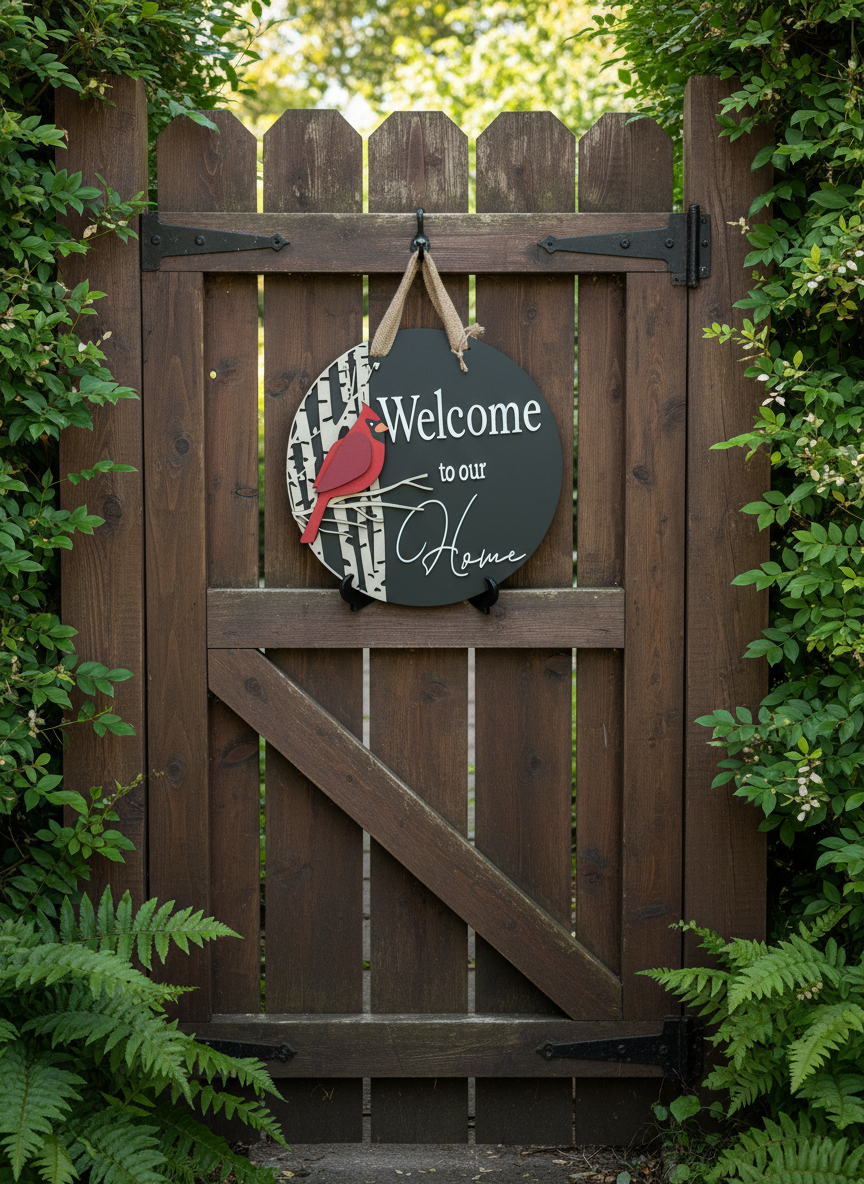 Welcome to Our Home Cardinal Door Sign – Bird & Nature-Inspired Decor