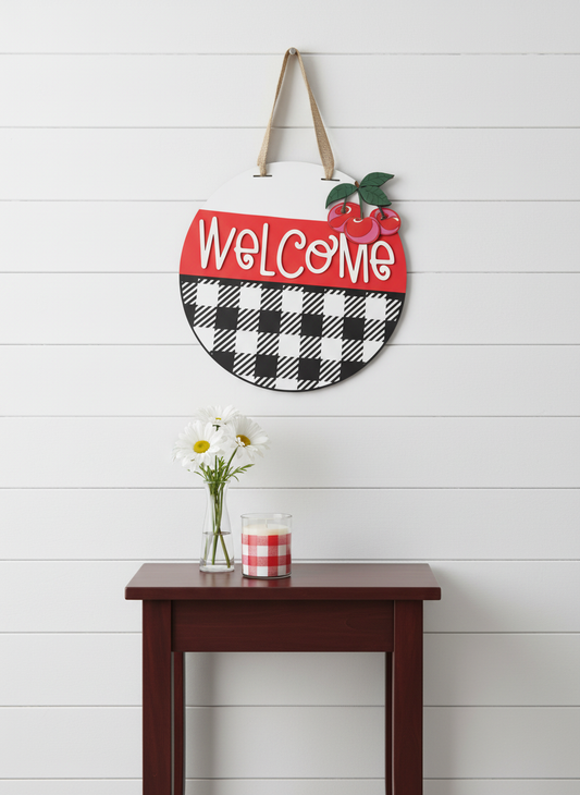 16-Inch Welcome Cherries Door Sign