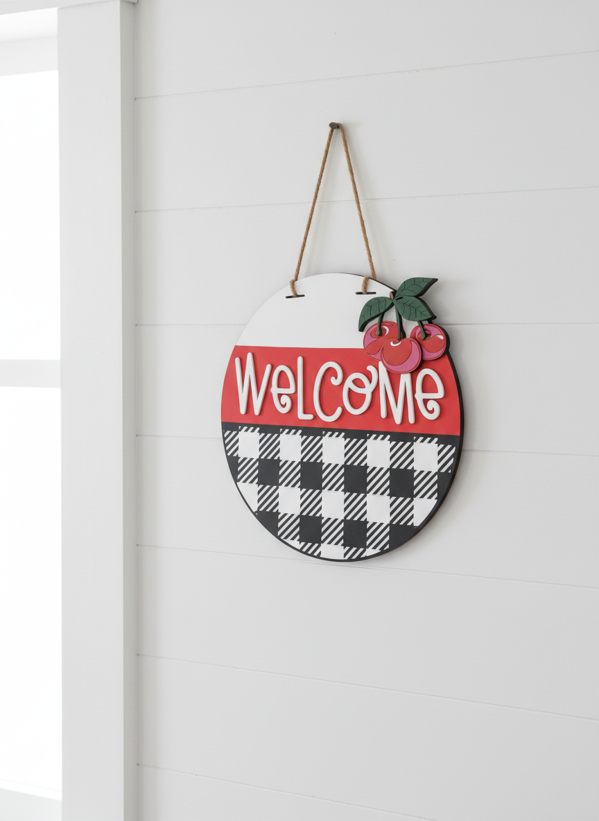 16-Inch Welcome Cherries Door Sign