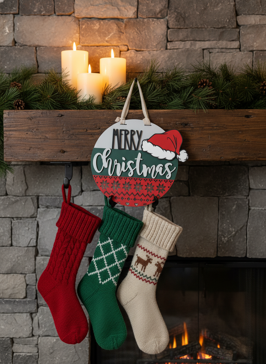 Merry Christmas Santa Hat Door Sign