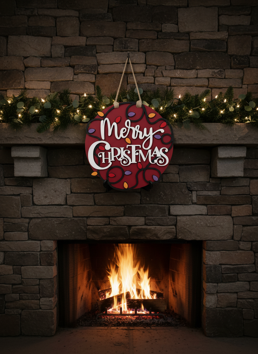 Merry Christmas Door Sign with Lights – Festive Holiday Front Door Decor