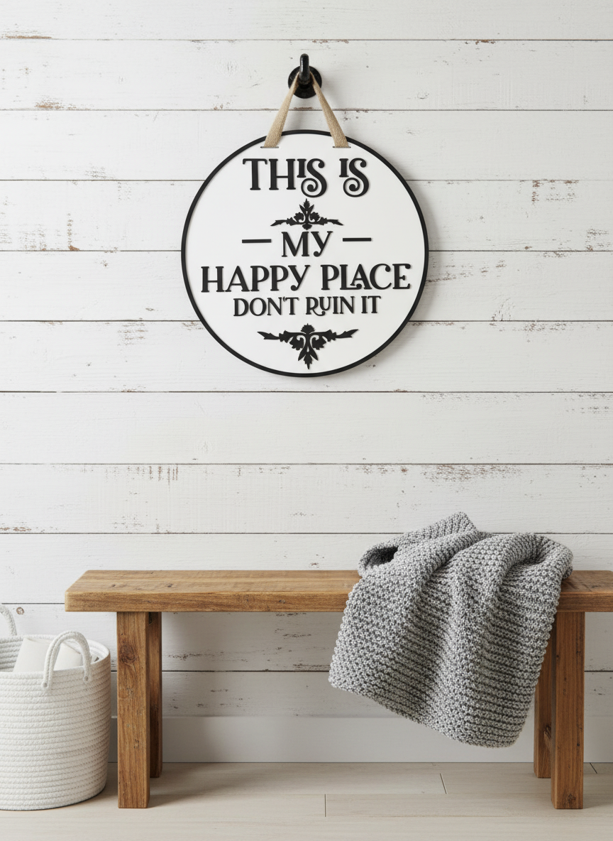This Is My Happy Place Sign | Funny Wall Decor | Handmade Zen Decor