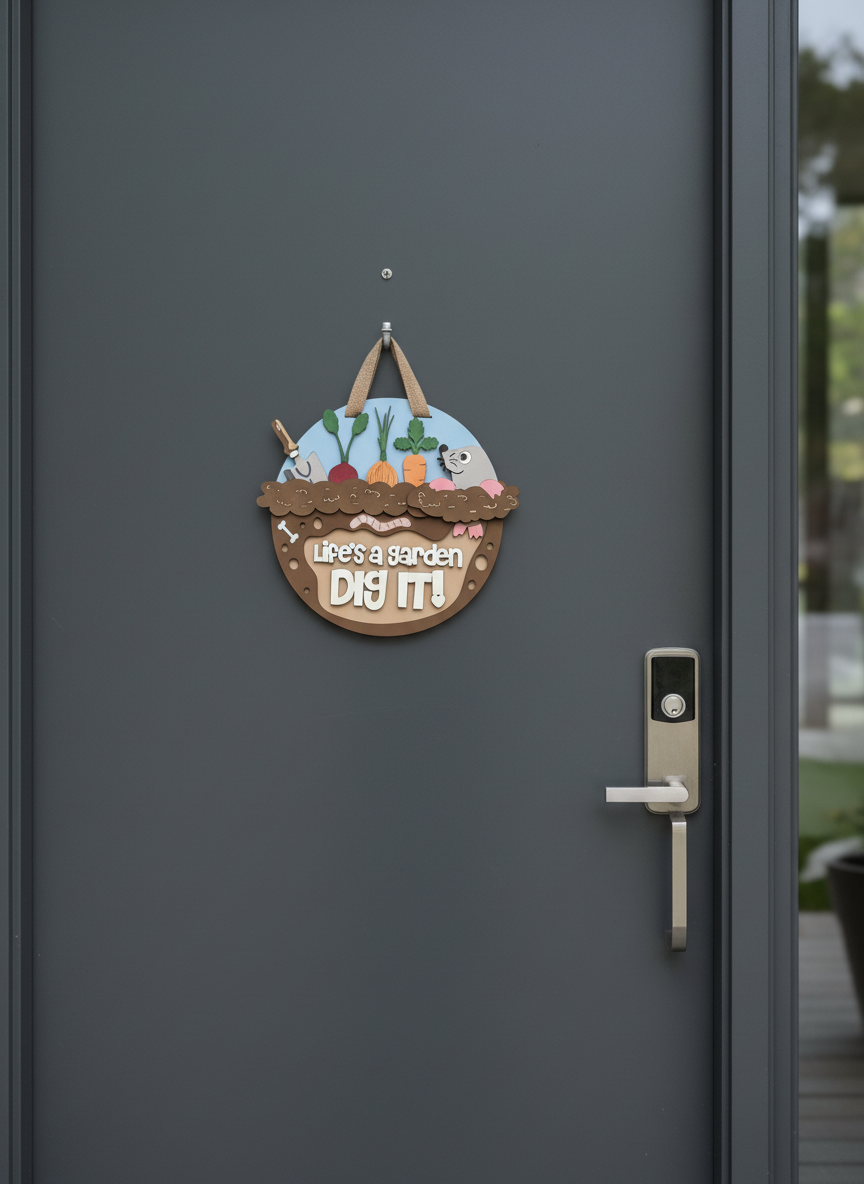 “Life’s a Garden, Dig It” Mole Door Sign – Handcrafted Garden & Nature Décor