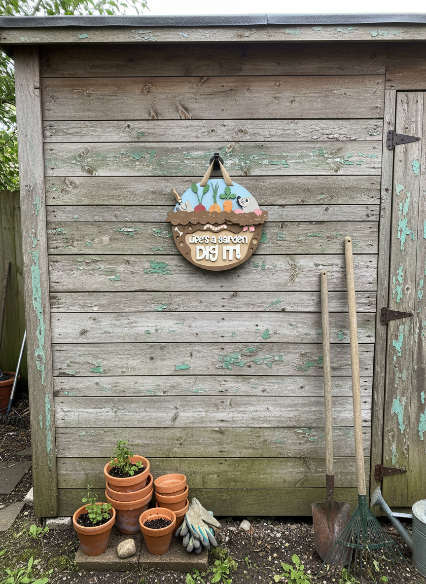 “Life’s a Garden, Dig It” Mole Door Sign – Handcrafted Garden & Nature Décor