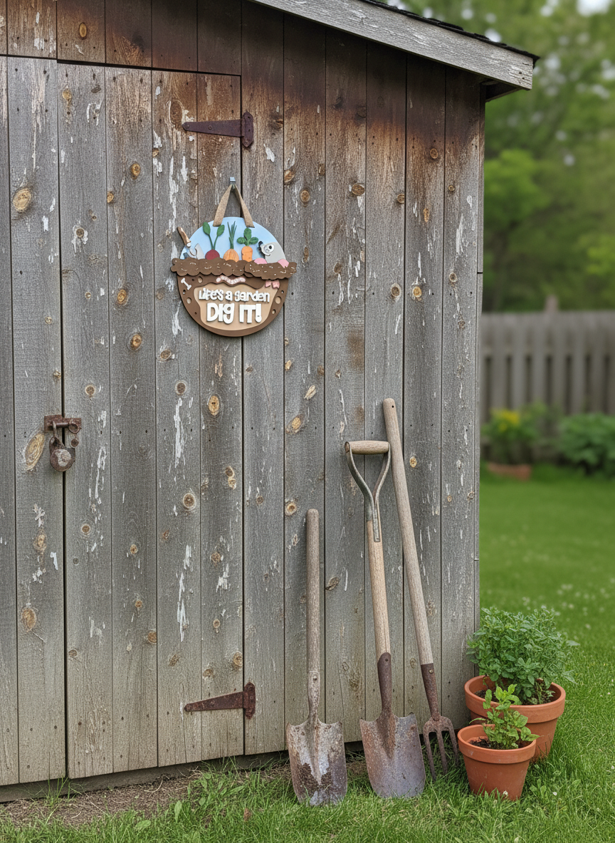 “Life’s a Garden, Dig It” Mole Door Sign – Handcrafted Garden & Nature Décor