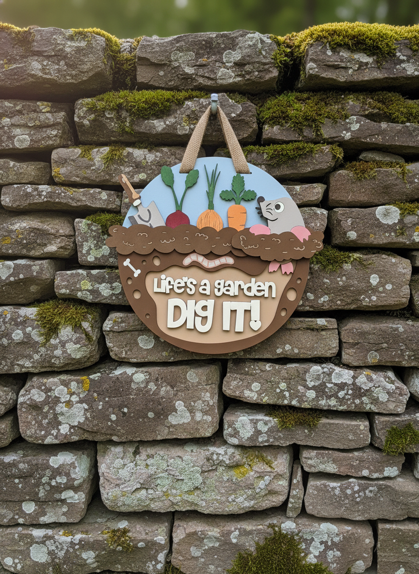 “Life’s a Garden, Dig It” Mole Door Sign – Handcrafted Garden & Nature Décor