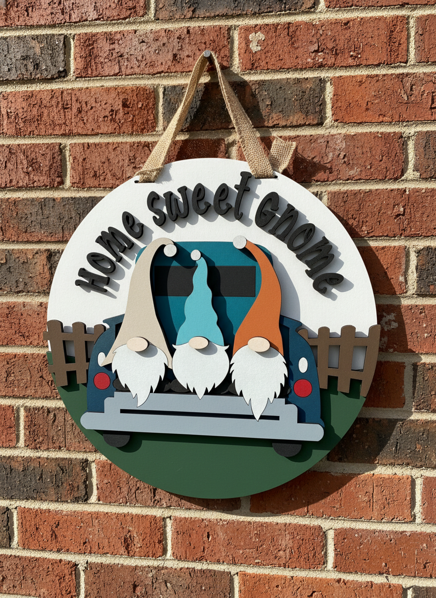Home Sweet Gnome Door Sign – Whimsical Indoor & Outdoor Decor