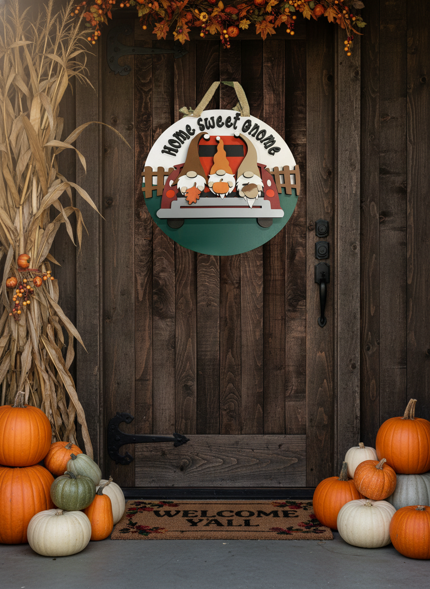 Home Sweet Gnome Door Sign – Whimsical Indoor & Outdoor Decor