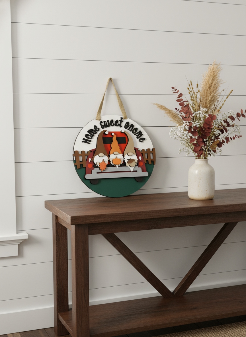 Home Sweet Gnome Door Sign – Whimsical Indoor & Outdoor Decor