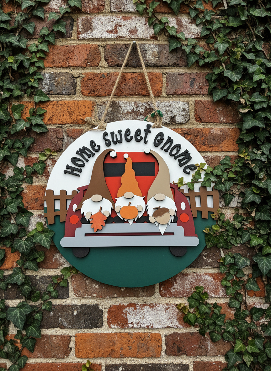 Home Sweet Gnome Door Sign – Whimsical Indoor & Outdoor Decor