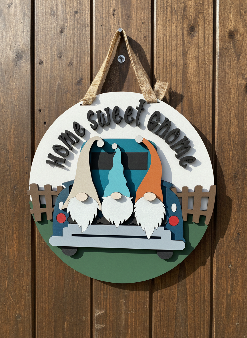 Home Sweet Gnome Door Sign – Whimsical Indoor & Outdoor Decor