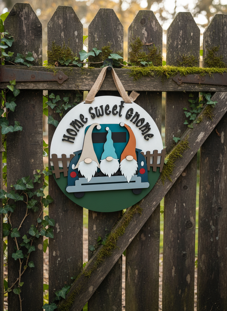 Home Sweet Gnome Door Sign – Whimsical Indoor & Outdoor Decor