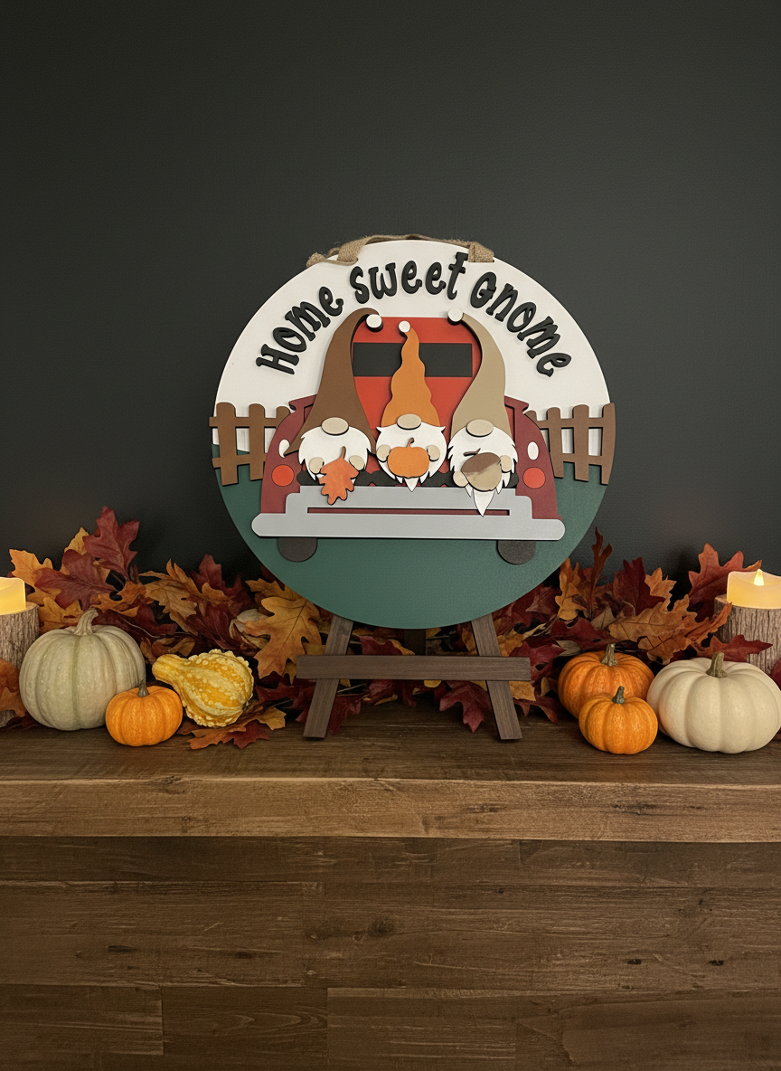Home Sweet Gnome Door Sign – Whimsical Indoor & Outdoor Decor