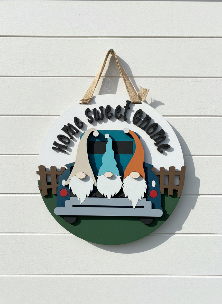 Home Sweet Gnome Door Sign – Whimsical Indoor & Outdoor Decor