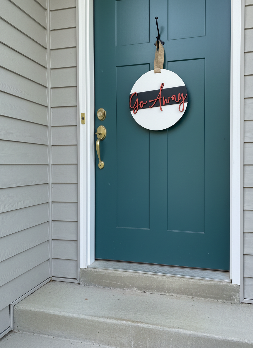"Go Away" Door Sign – Funny Welcome Sign for Home, Office & Porch Decor