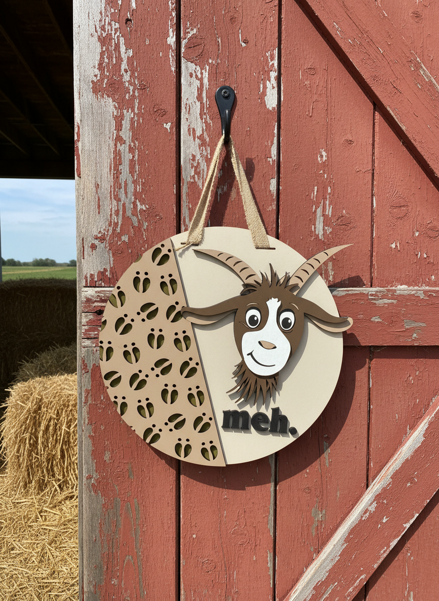 "Meh" Goat Door Sign