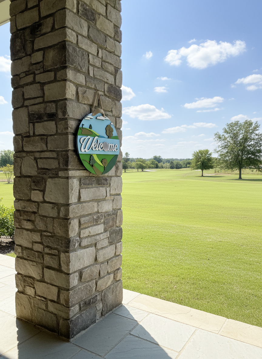 Golf “Welcome” Door Sign – Handcrafted Home & Golf Décor