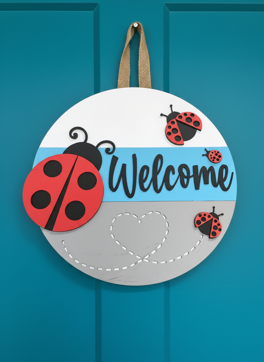 Welcome Ladybugs Door Sign – Charming Indoor & Outdoor Home Decor