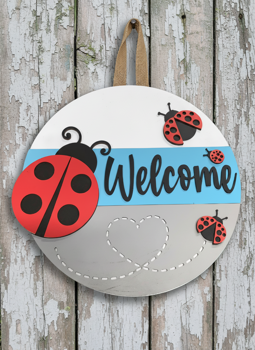 Welcome Ladybugs Door Sign – Charming Indoor & Outdoor Home Decor