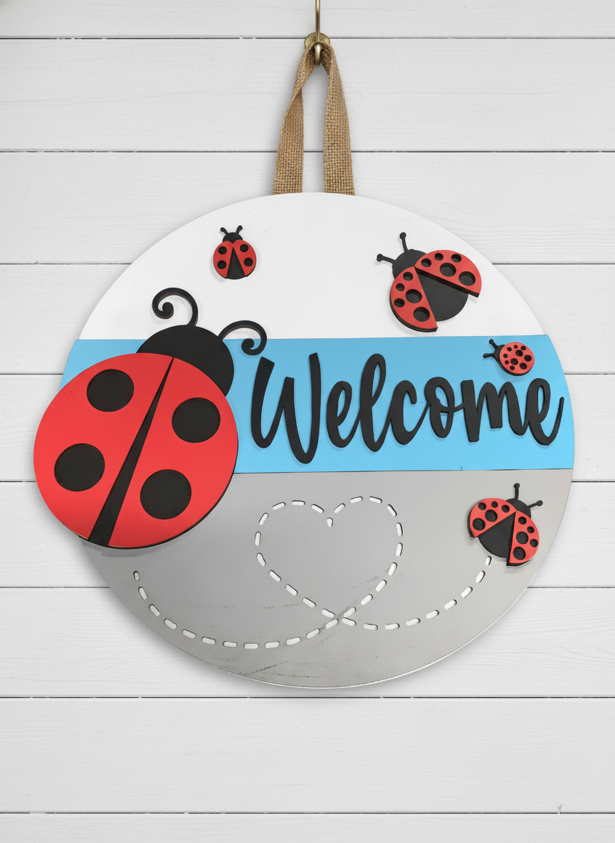 Welcome Ladybugs Door Sign – Charming Indoor & Outdoor Home Decor