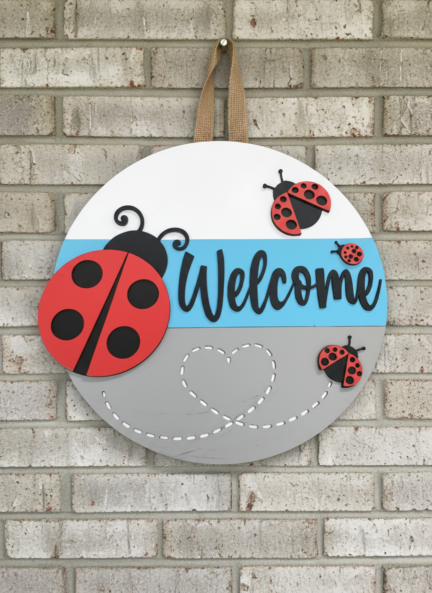 Welcome Ladybugs Door Sign – Charming Indoor & Outdoor Home Decor