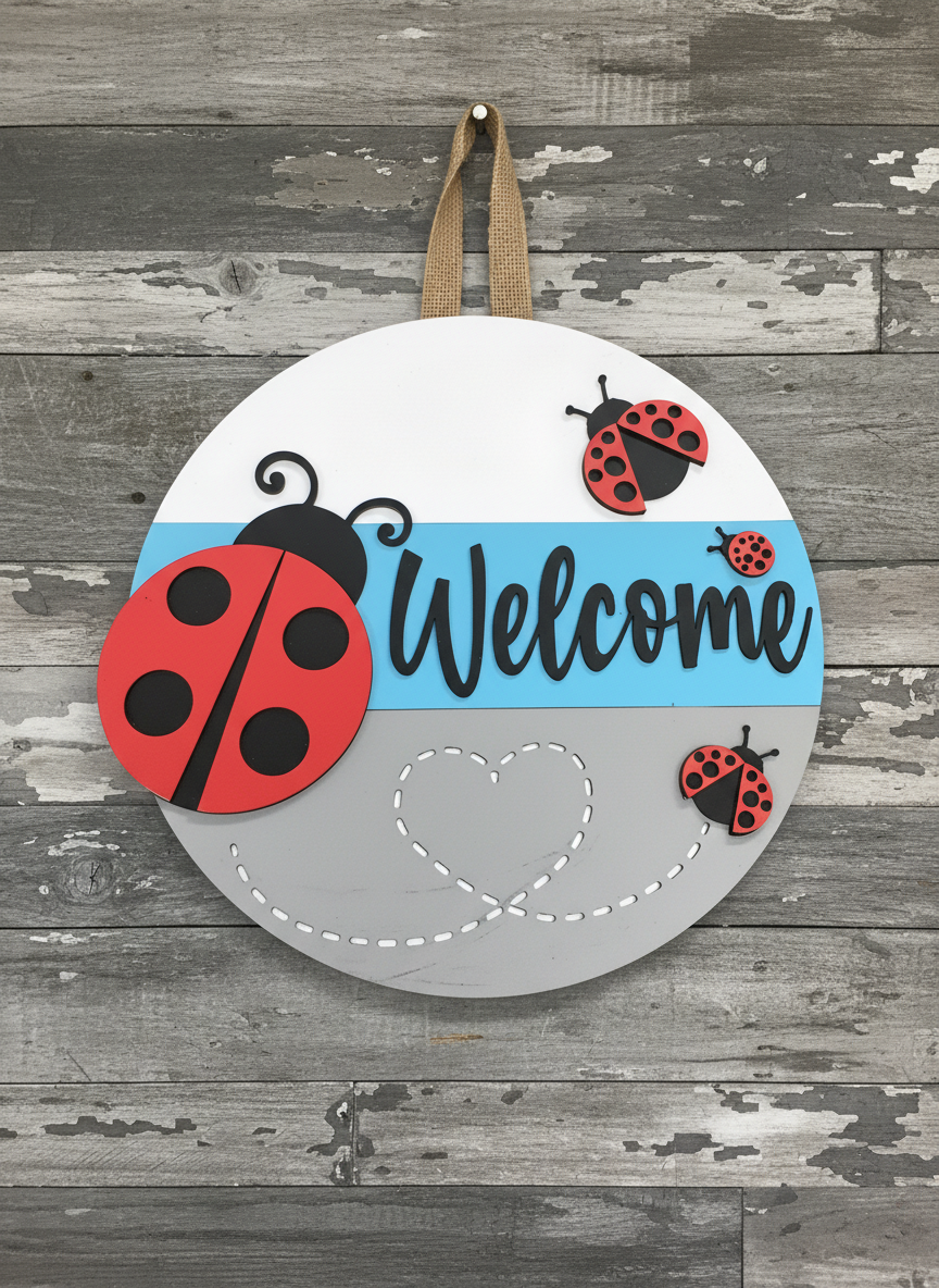 Welcome Ladybugs Door Sign – Charming Indoor & Outdoor Home Decor