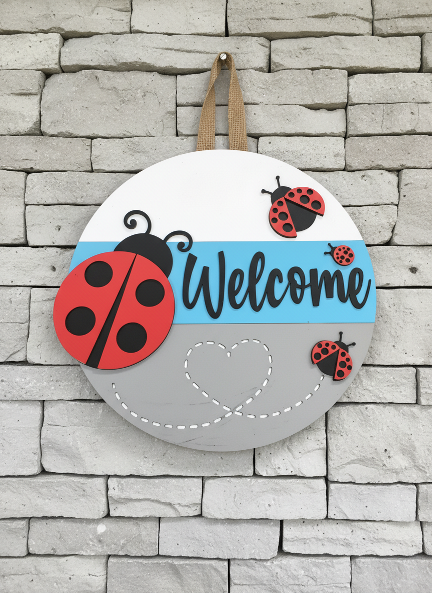 Welcome Ladybugs Door Sign – Charming Indoor & Outdoor Home Decor