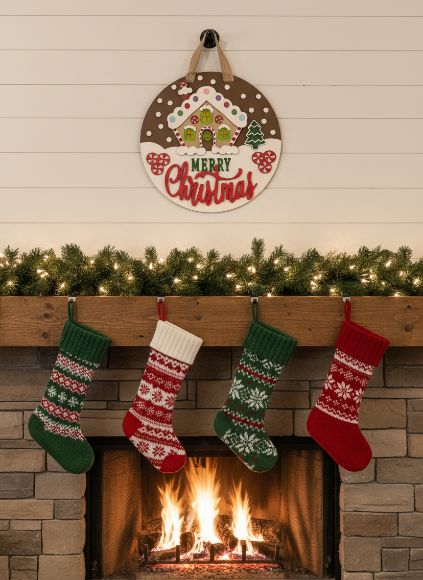 Merry Christmas Gingerbread House Sign | Handmade Holiday Decor