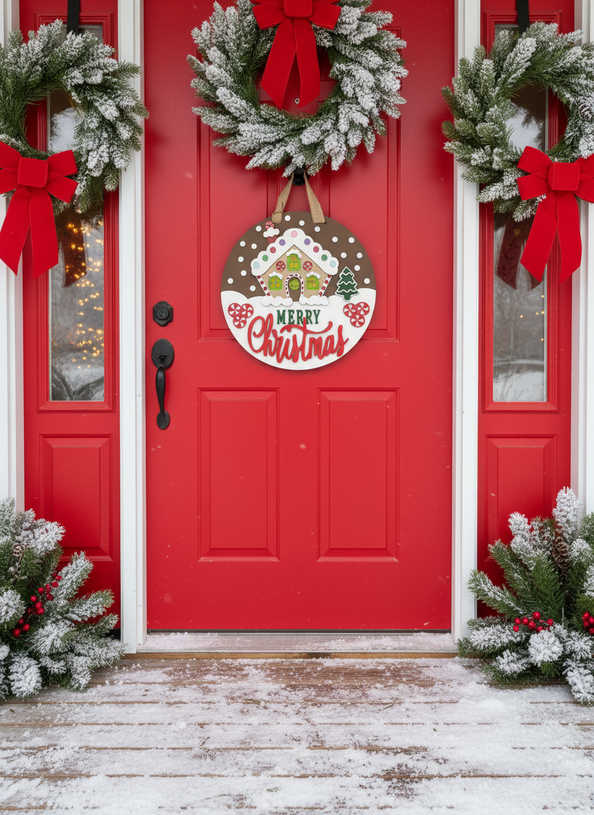 Merry Christmas Gingerbread House Sign | Handmade Holiday Decor