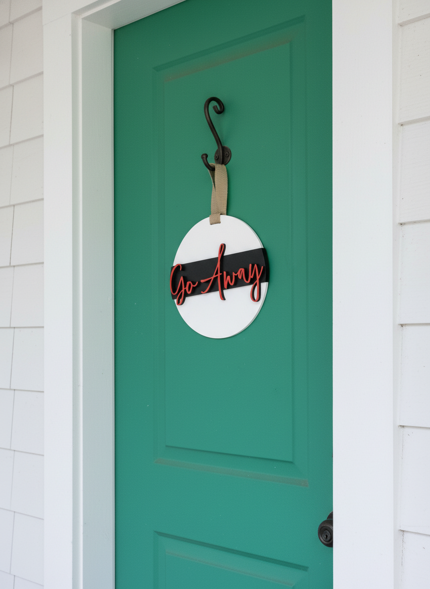 "Go Away" Door Sign – Funny Welcome Sign for Home, Office & Porch Decor