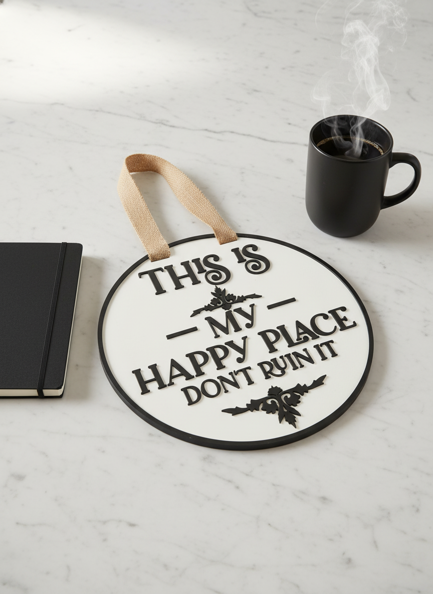 This Is My Happy Place Sign | Funny Wall Decor | Handmade Zen Decor