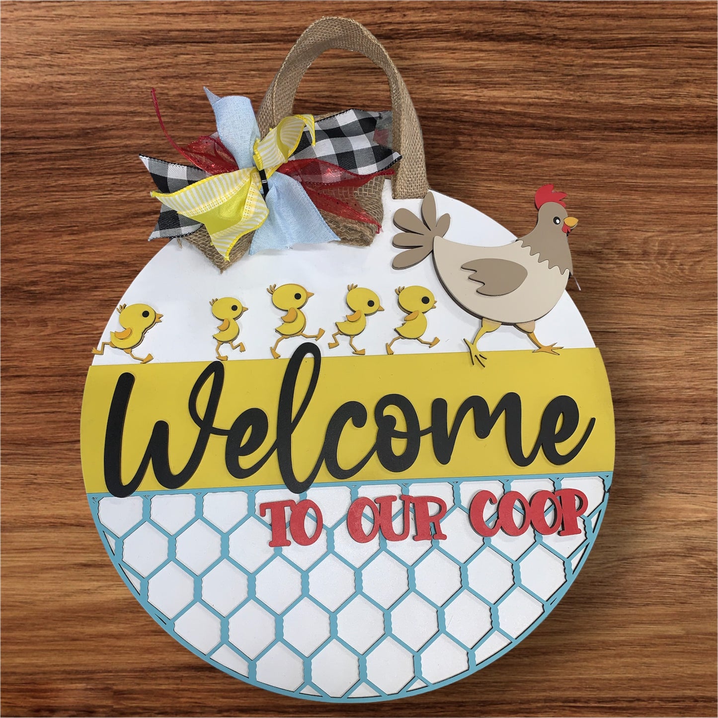 Welcome to Our Coop Hen and Chicks Door Sign