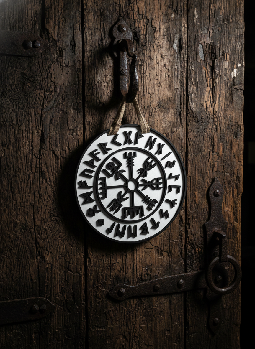 Viking Compass Door Sign – Vegvísir Wall Decor for Adventure Lovers