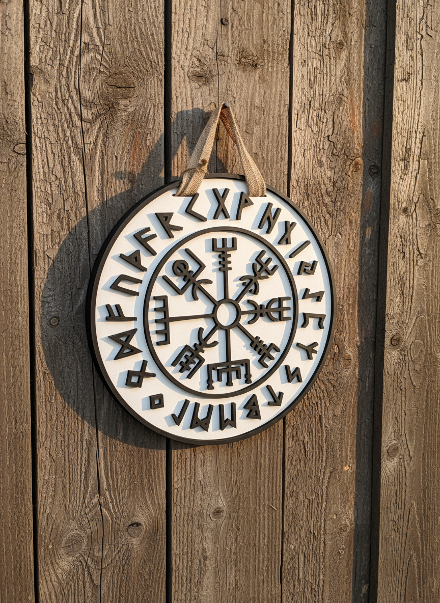 Viking Compass Door Sign – Vegvísir Wall Decor for Adventure Lovers