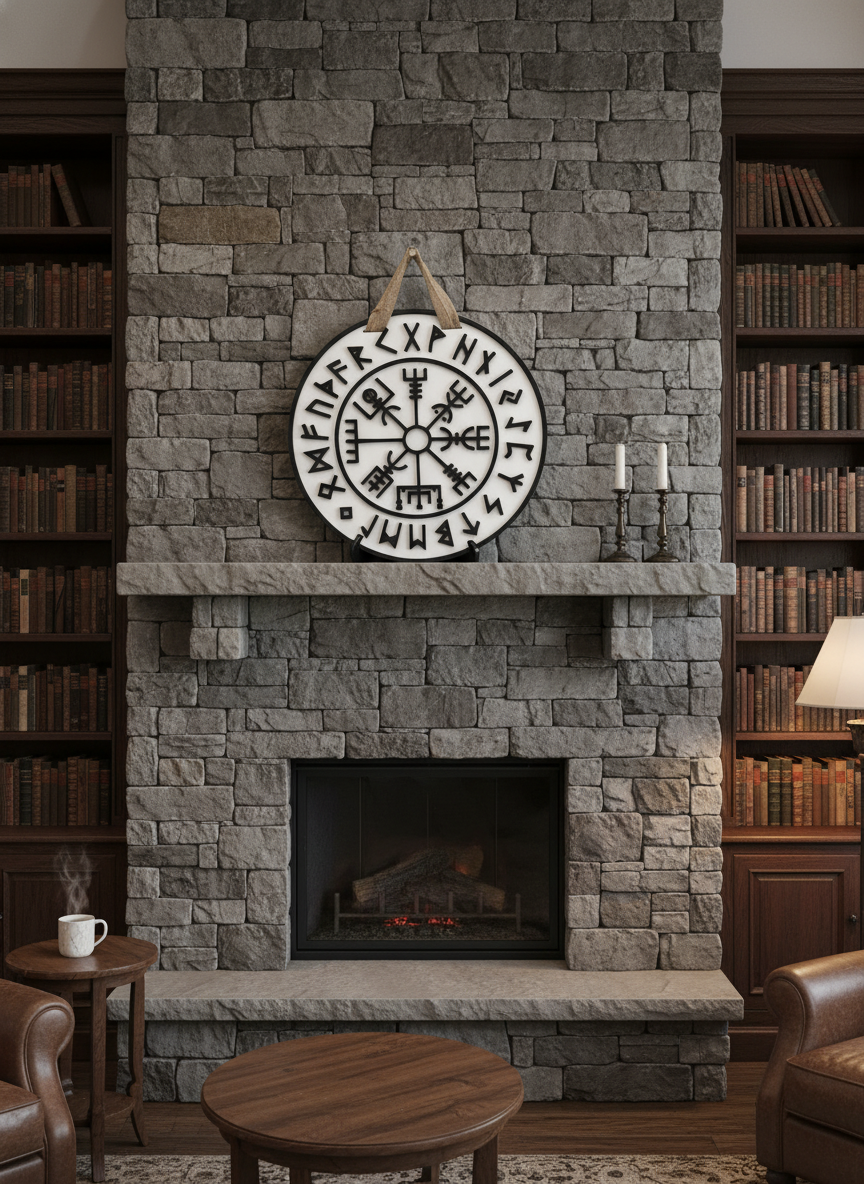 Viking Compass Door Sign – Vegvísir Wall Decor for Adventure Lovers
