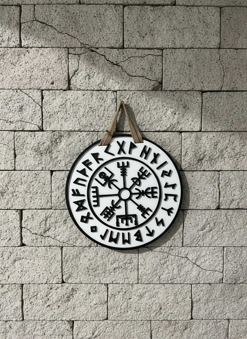 Viking Compass Door Sign – Vegvísir Wall Decor for Adventure Lovers