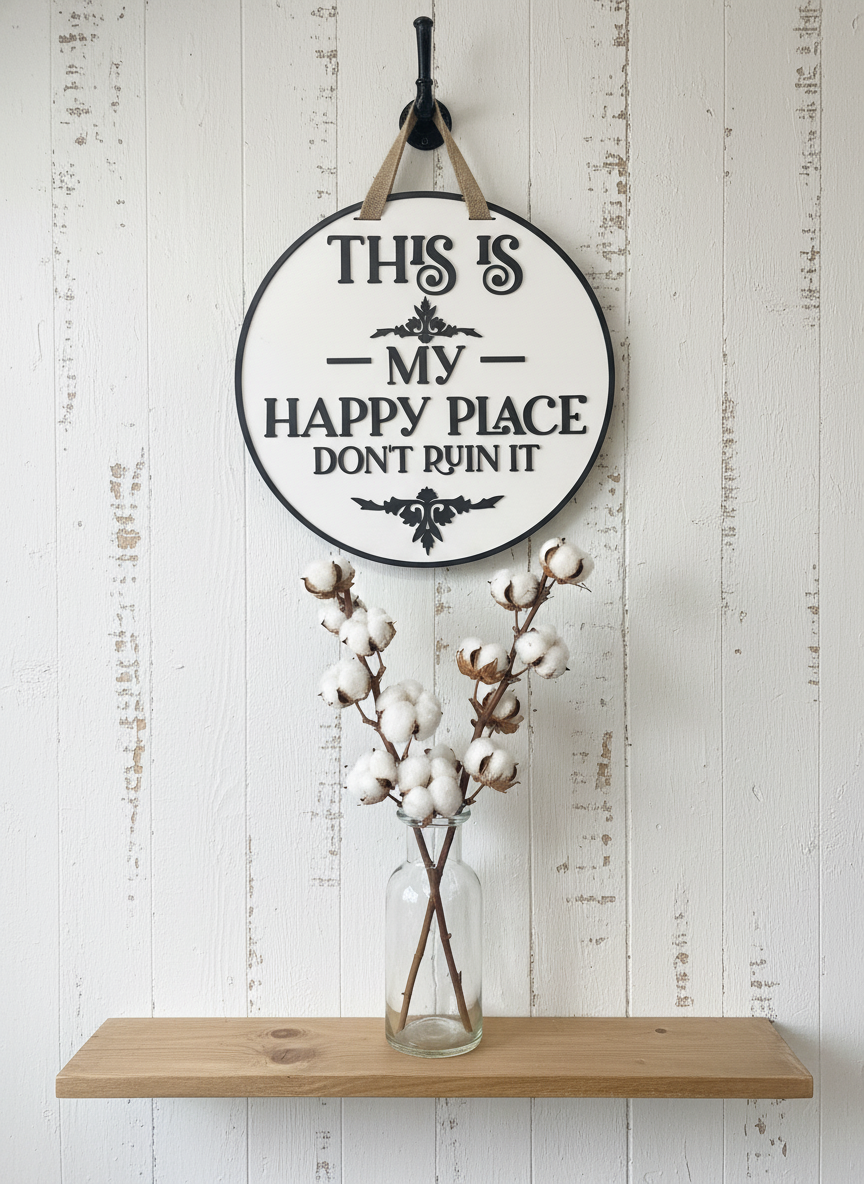 This Is My Happy Place Sign | Funny Wall Decor | Handmade Zen Decor