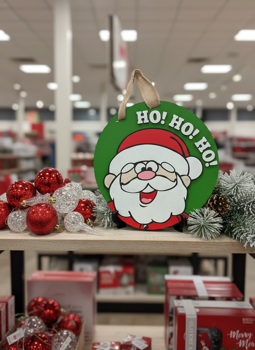 Santa “Ho! Ho! Ho!” Door Sign – Festive Christmas Front Door & Holiday Décor