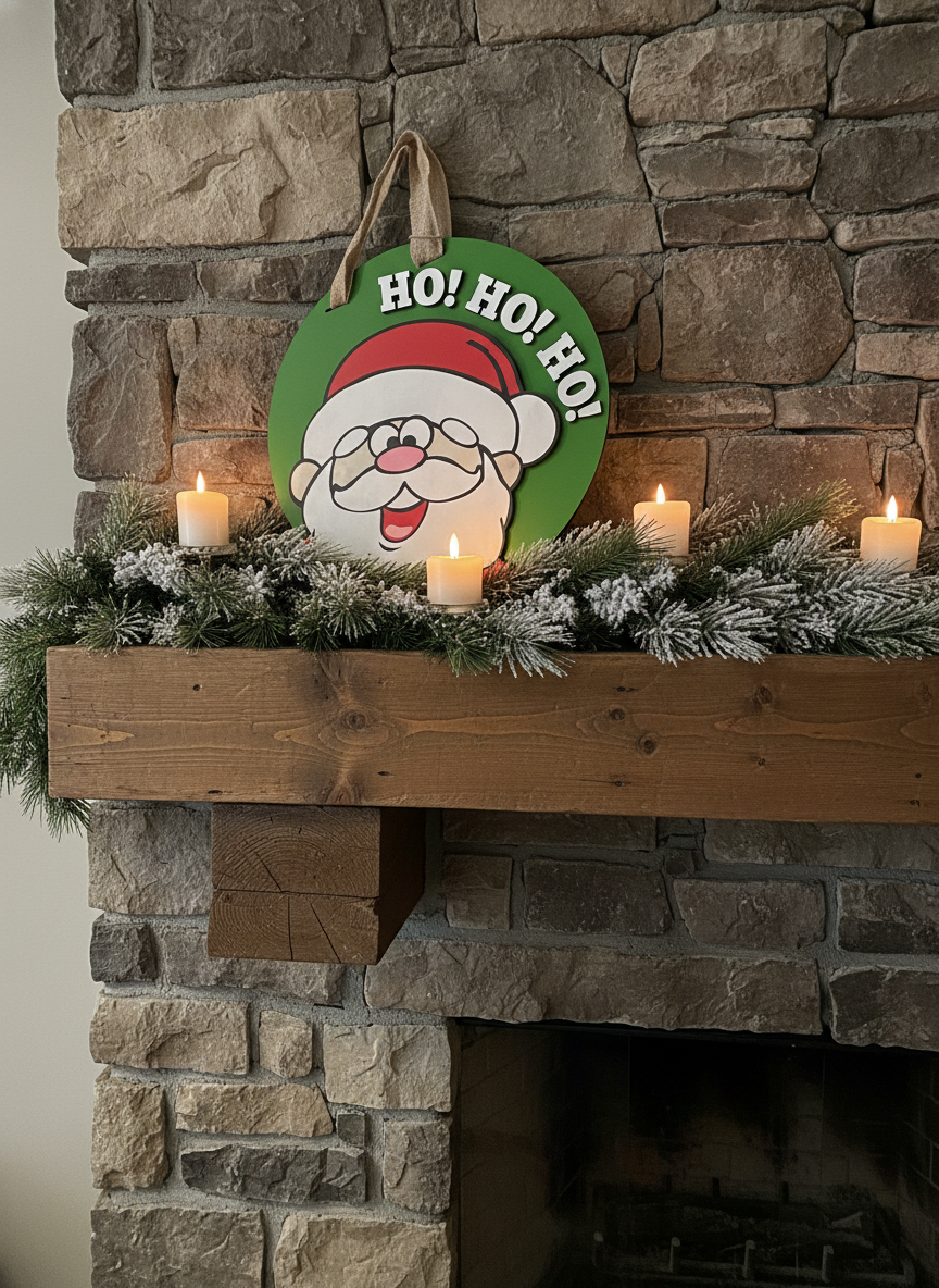 Santa “Ho! Ho! Ho!” Door Sign – Festive Christmas Front Door & Holiday Décor