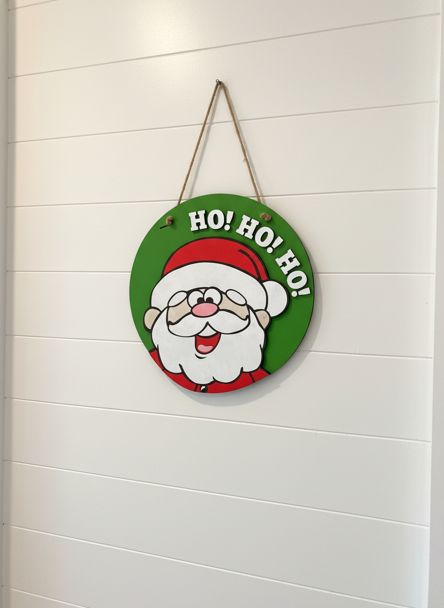 Santa “Ho! Ho! Ho!” Door Sign – Festive Christmas Front Door & Holiday Décor
