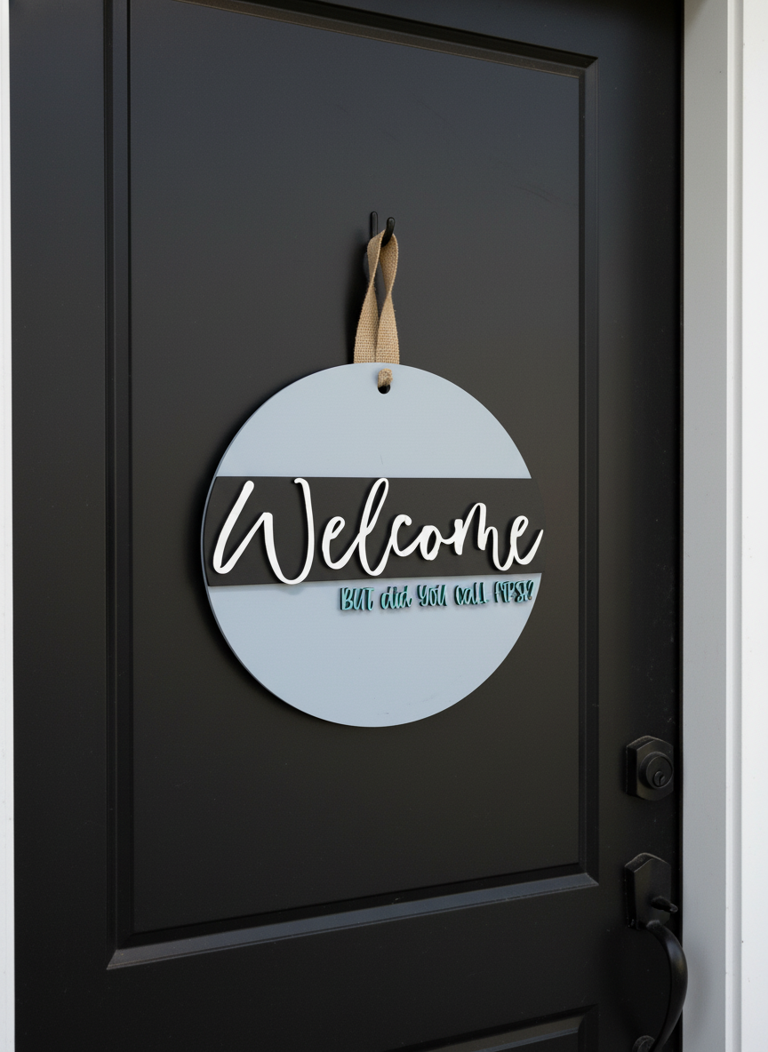 “Welcome, But Did You Call First?” Funny Door Sign – Modern Welcome Home Decor