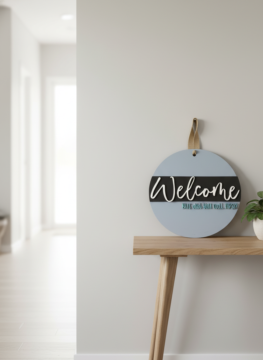“Welcome, But Did You Call First?” Funny Door Sign – Modern Welcome Home Decor