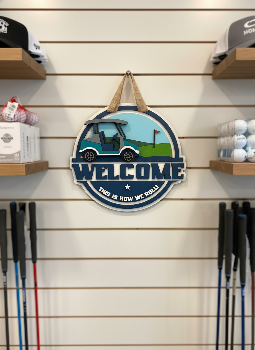 “This Is How We Roll” Golf Cart Door Sign – Fun & Playful Decor for Golf Lovers