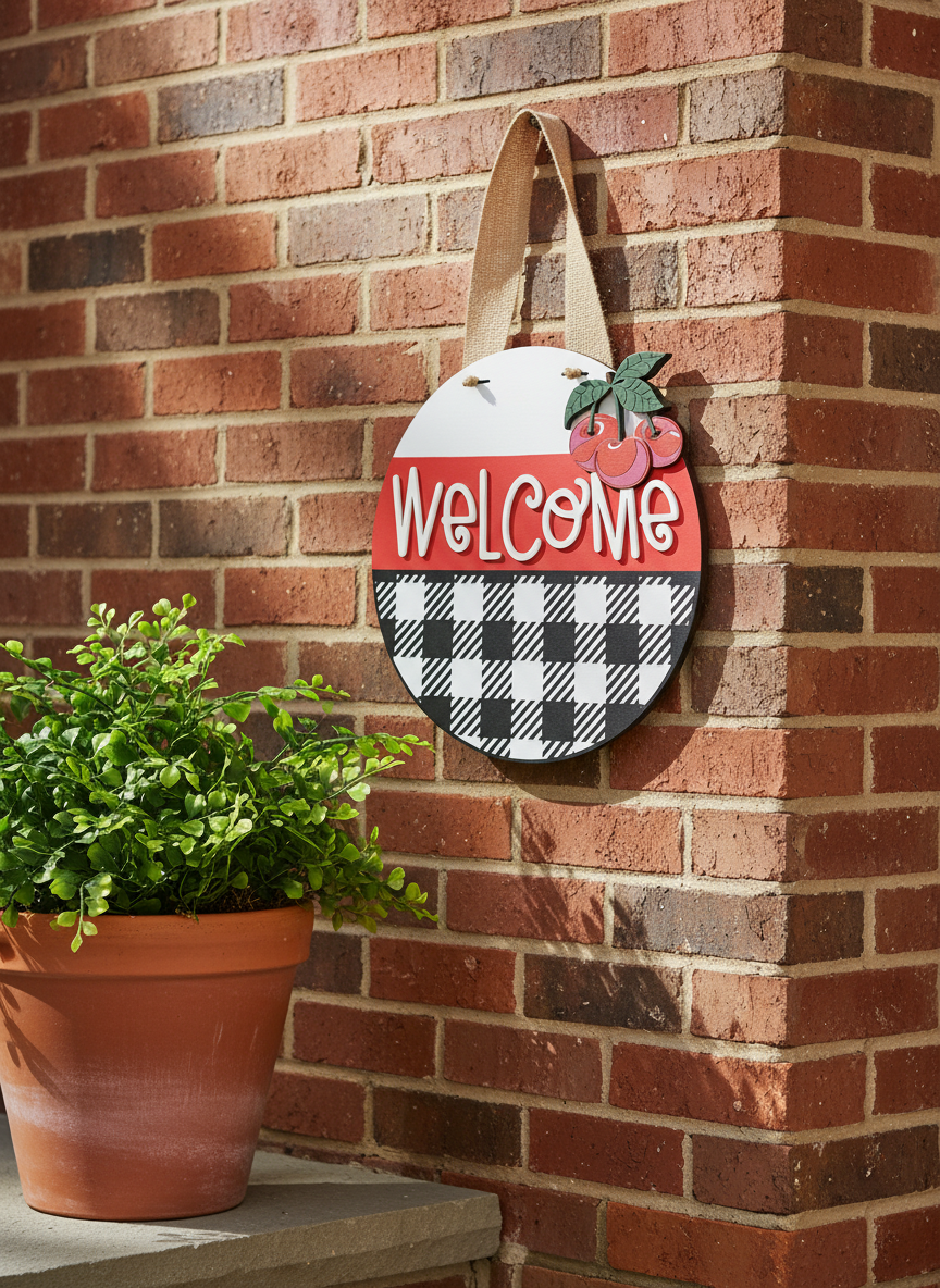 16-Inch Welcome Cherries Door Sign