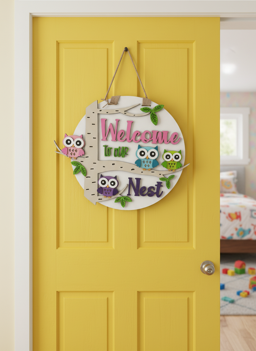 Welcome to Our Nest Owl Door Sign