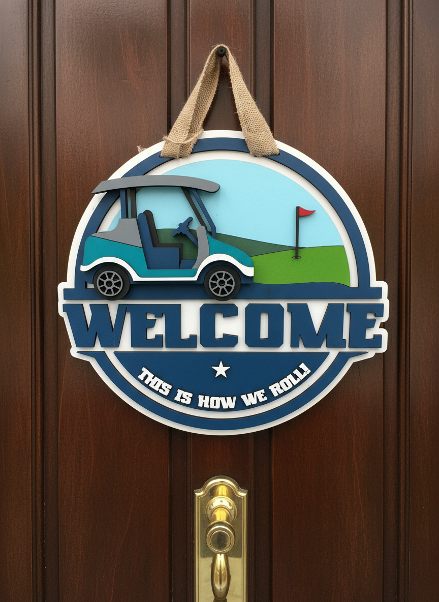 “This Is How We Roll” Golf Cart Door Sign – Fun & Playful Decor for Golf Lovers