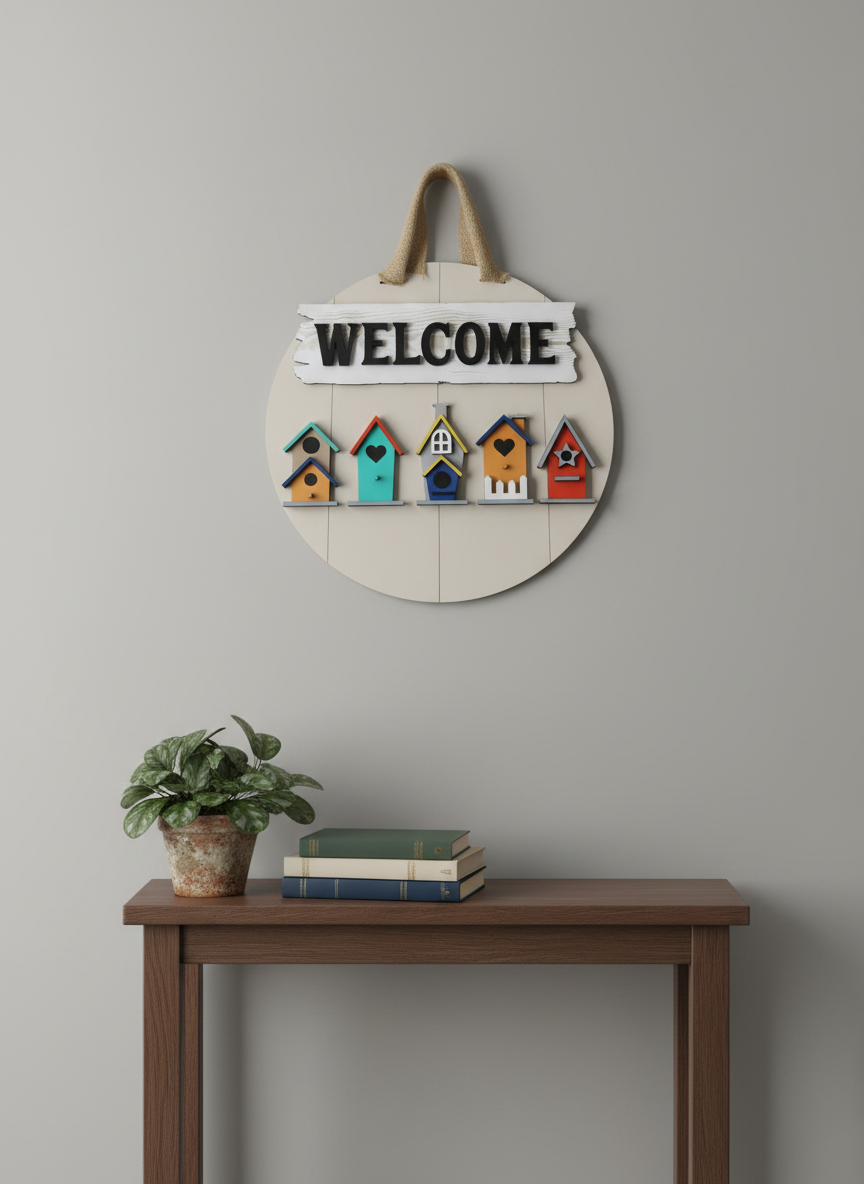 16-Inch Welcome Birdhouses Door Sign