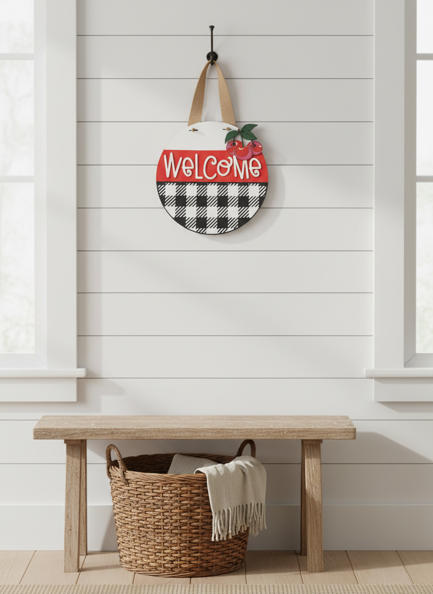 16-Inch Welcome Cherries Door Sign