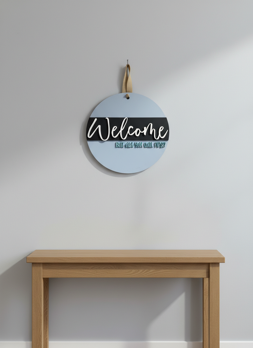 “Welcome, But Did You Call First?” Funny Door Sign – Modern Welcome Home Decor