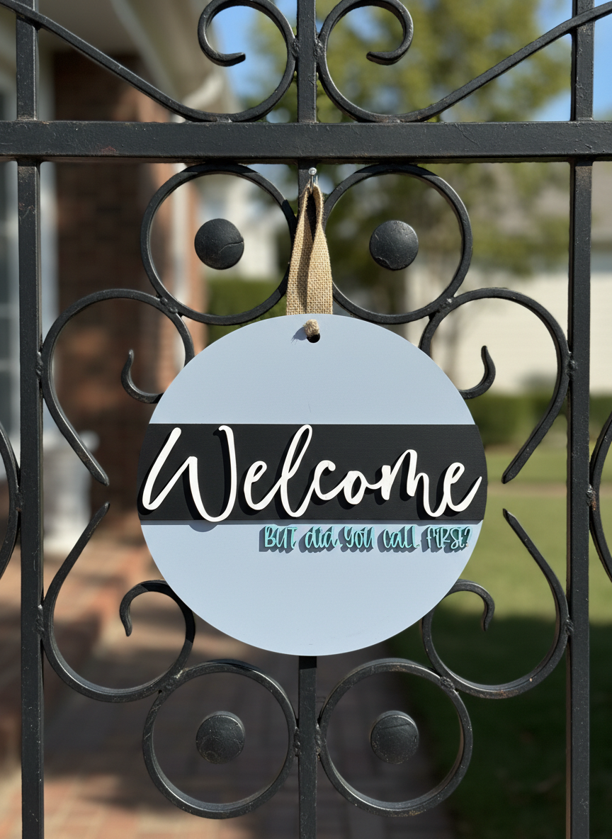“Welcome, But Did You Call First?” Funny Door Sign – Modern Welcome Home Decor